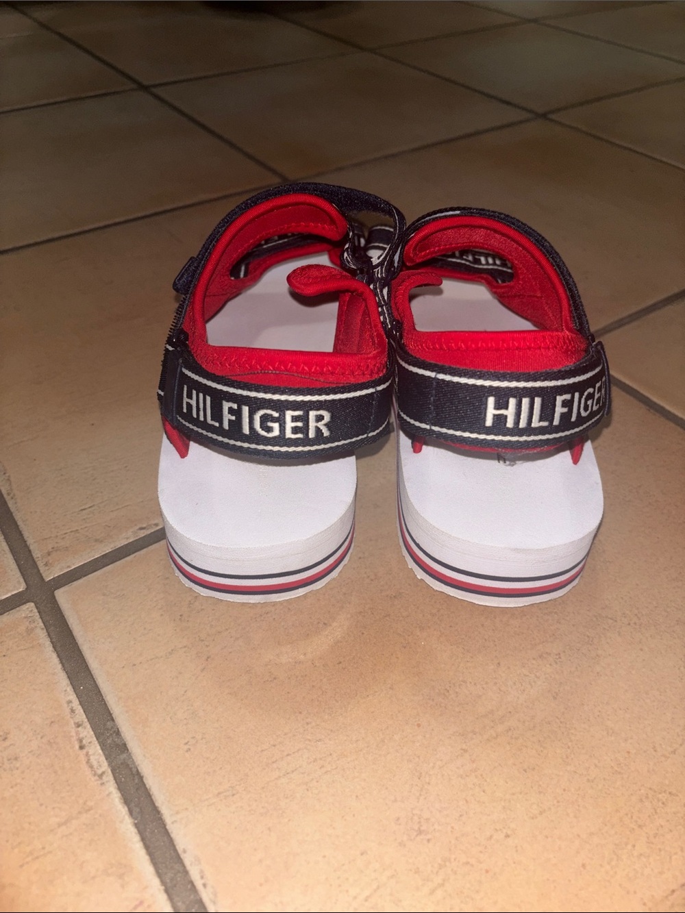 Tommy Hilfiger Blue, White & Red Logo Strap Sandals - Picture 4 of 5